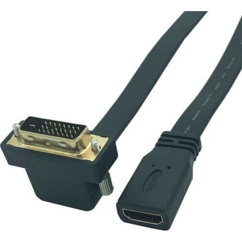 High Speed HDMI-compatible Female to DVI 24+1 Male 90° angle Cable 0.3m