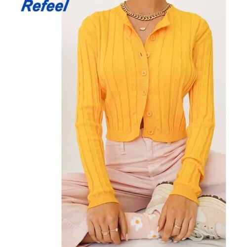 Spring Women Long Sleeve Korean Short Sweater Knitted Cardigan Ribbed Knit Crop Top Casual Single-breasted Thin Outwear Blusas