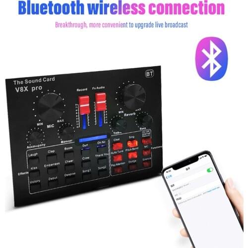 V8X Pro Sound Card Condenser Game Bluetooth Audio dj Live Broadcast for PC Phone Computer Professional