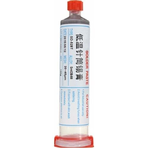 100% Original 100g Sn42Bi58 SD-528T low temperature SMT LED lead free SMT solder paste Melting Point 138 Degree +needles