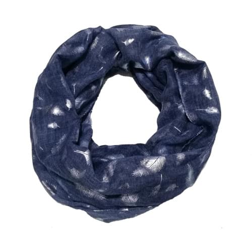 2020 Fashion Infinity Scarf Women Shiny Bronzing Silver Feathers Hijab Soft 100% Viscose Loop Scarves New
