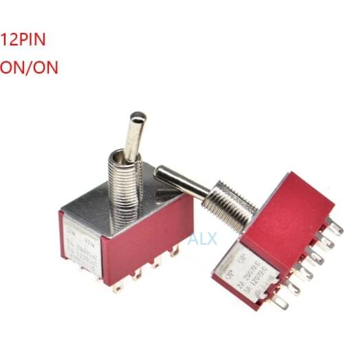 3PCS MINI MTS-402 4PDT 12PIN ON-ON Miniature toggle switch power switches 6A/125V 2A/250V MTS 402 MTS402