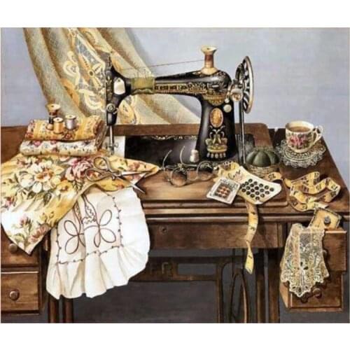 5D DIY Diamond Painting Sewing machine Pattern Rhinestone Diamant Embroidery Round Square Beads Stone Cross Stitch Needlework