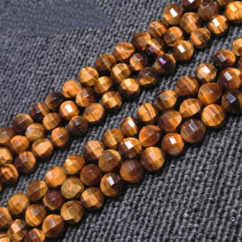 6-10mm Natural Yellow Tiger Eye Stone Beads Round Faceted DIY Loose Beads For Jewelry Making beads Accessories 15'' Women Gift