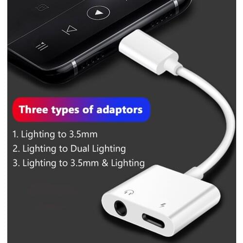 3.5mm Headphone Audio Adapter For IPhone IPad Apple Product 2 In 1 Lighting To 3.5mm Headset Charging And Listening Adapter