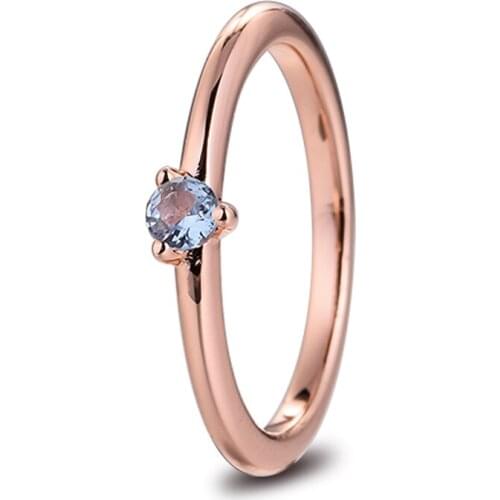 Authentic 925 Sterling Silver Light Blue Solitaire Rings for Women Wedding Engagement Ring Fine Jewelry Bague Femme 2021 New