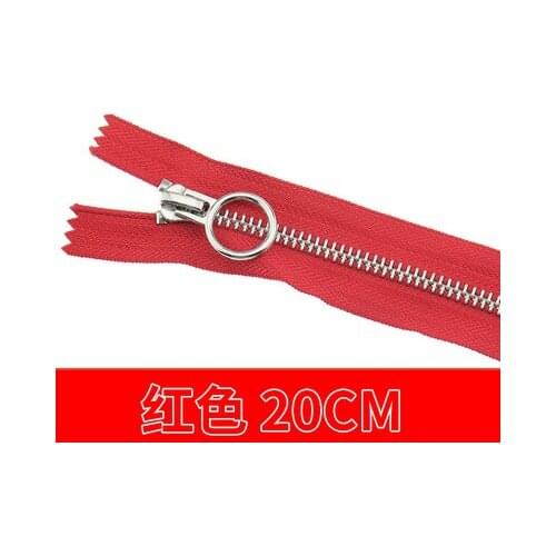 Free shipping 10pcs/lot 20cm red zipper 5# Metal zipper Round zipper head clothing trousers zipper accessories