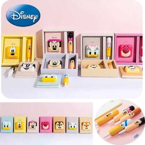 Disney Mickey Minnie Office Study Notepad Cute Decompression Pen Student Notebook Set Children Fashion Cartoon Drawing Notebook