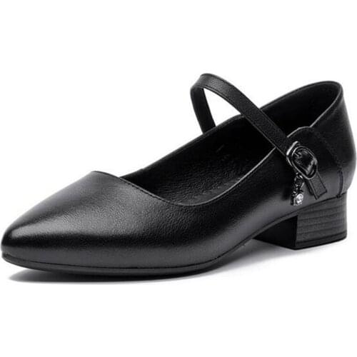 ZXRYXGS Brand Black Shoes Women Low Heel Shoes 2021 New Pointed Toe Rhinestone Genuine Leather Shoes Elegance Fashionable Shoes