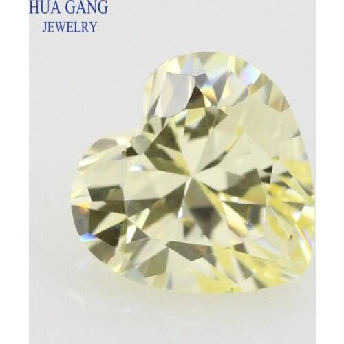5A Lemon Heart Shape Cubic Zirconia Stone Brilliant Cut Loose CZ Stone Synthetic Gems Beads For Jewelry 4x4-12x12mm