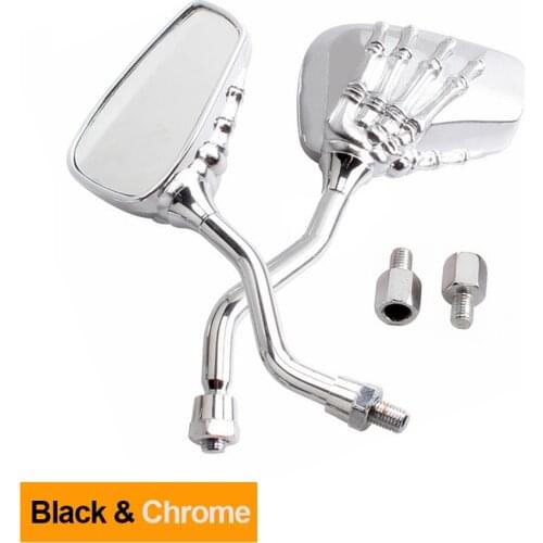 Chrome Black Motorcycle Mirrors Skeleton Skull Hand Claw Shadow Rearview Side Mirrors FOR honda dio 27 af18 af 27 dio 34 vesepa