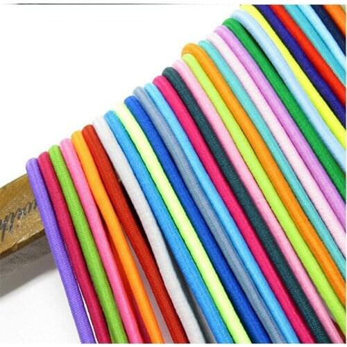 1/8 Inch (3mm) Elastic Band Round Braided Stretch Strap Cord Roll in Multi Color for Homemade DIY, Knitting, Sewing Random