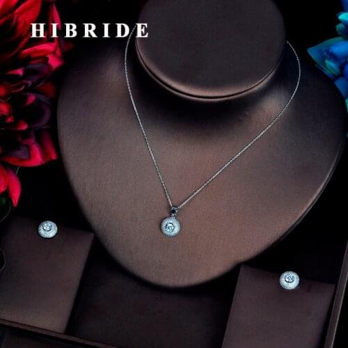 HIBRIDE New Arrival Small Design Clear and Blue Stone Cubic Zircon Jewelry Sets For Women Pendientes Mujer Moda 2018 N-607