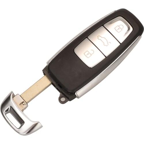 Jingyuqin 10pcs Remote Car Key Chrome Fob Shell For Audi A4L A5 A6 A6L A7 A8 A8L Q5 2018 Audo Keyless Entry Replacement 3 Button