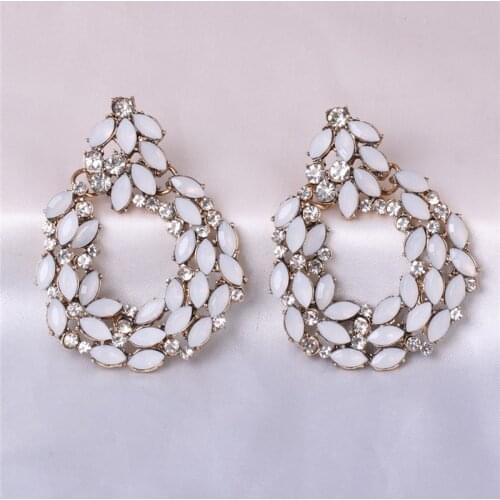 JURAN Elegant Big Geometric Crystal Drop Earrings For Women Girl Fashion Pendientes Party Jewelry Gifts