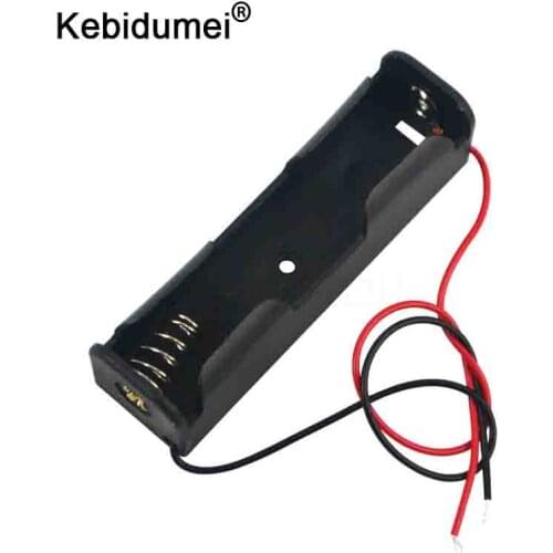 Kebidumei 18650 Battery 3.7V Clip Holder Box Case Black With Wire Lead for Soldering Connecting Wholesale