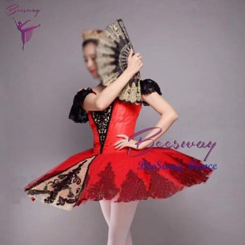 Don Quixote variation classical Professional ballet tutu dress for girls women red ballet tutus dance costume