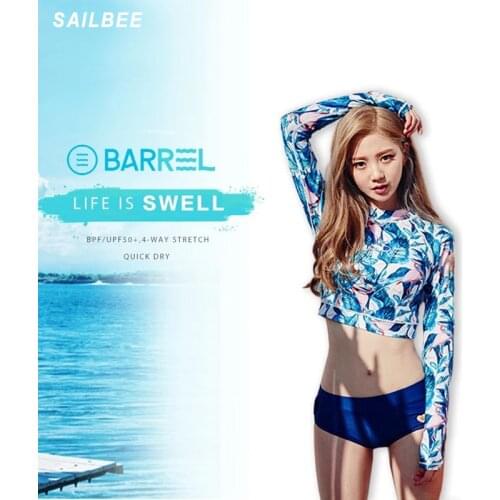 Swimwear Women Long Sleeve Swimsuit Rashguard Swimming Suit Women Rash Guard diving suit split snorkeling suit Surfing Windsurf