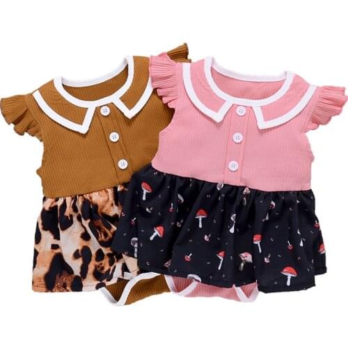 0-24M Summer Romper 2021 Newborn Baby Girls Lace Solid Ruffles Sleeve Lovely Pink White Jumpsuits Cotton Clothes