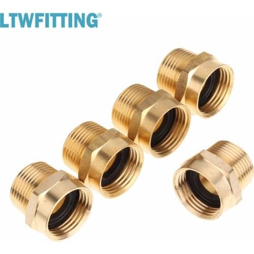 LTWFITTING 3/4" FHT x 3/4" MIP Hex Brass Hose Adapter, Brass Garden Hose Fitting