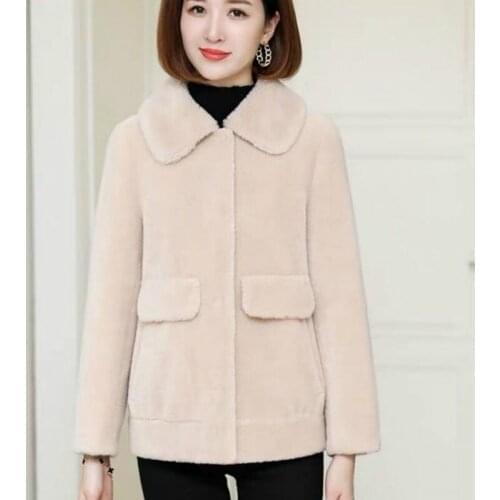 Fashion Real Wool Fur Solid Color Short Lapel Coats Natural Fox Fur Jacket Outwear Luxury Women 2021 Winter Plus Size Y11
