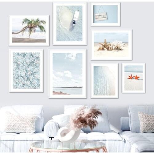 Sea Beach Flower Palm Tree Starfish Wall Art Canvas Painting Nordic Posters And Prints Wall Pictures For Living Room Home Decor