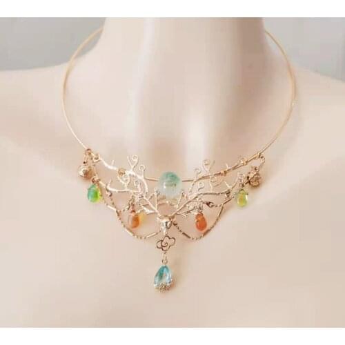 XinHuaEase Deer Collar Yingluo Hanfu Hair Accessories Hanyuan Yaoyao Torque Necklace Tassel Ancient Style Photography Cosplay