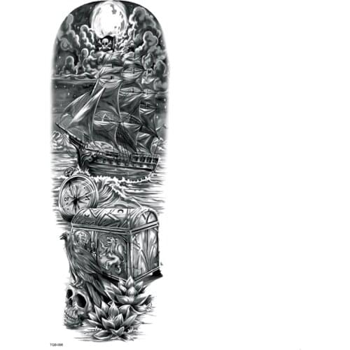 Pirate Treasure Waterproof Temporary Tattoos Men Full Arm Gun Tattoo Sleeves Kit Tattoo Temporary Tattoos Sleeves Fake Tatoo