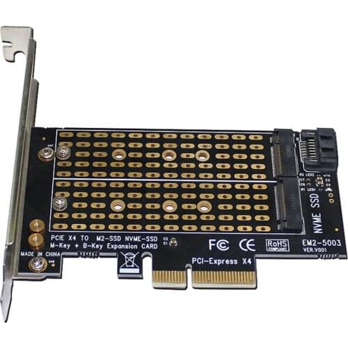 Expansion Card M/B Key M.2 NVME/NGFF to PCI-E 3.0 X4 SSD Expansion Board High Speed Adapter Express-Card Computer Accessories
