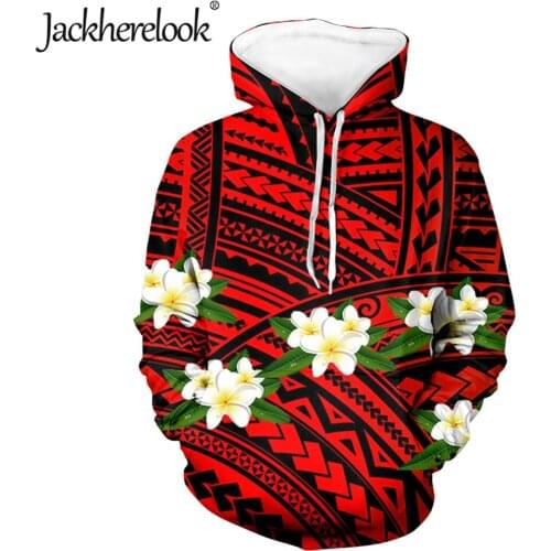 Jackherelook Polynesian Tribal Plumeria Hibiscus Design Hoodies Ladies Long Sleeve Casual Hooded Pullover Clothing Sweatshirt