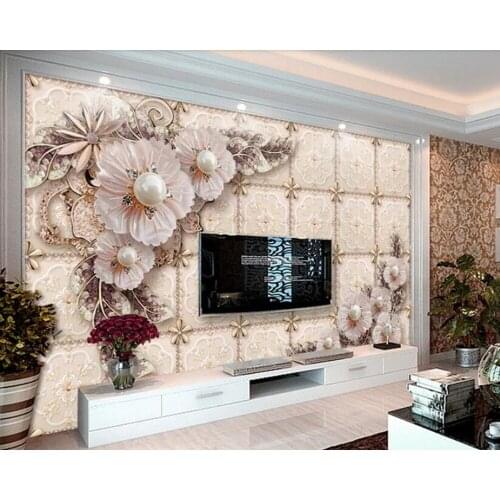 Luxury delicate jewelry flower 3d wallpaper mural papel de parede,living room tv sofa wall bedroom wall papers home decor