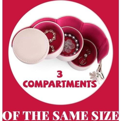 2021 Portable PU Leather Jewelry Box Fashion Jewelry Set Storage Box Travel Moving Mirror Hollow Stud Earrings Makeup Organizer