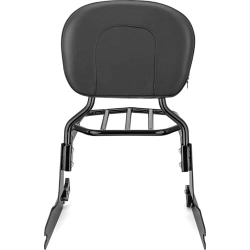 Passenger Backrest Sissy Bar + Luggage Rack Fit 200mm Fender Large Pad Black For Harley 2007-Later Softail Cross Bones FLSTSB