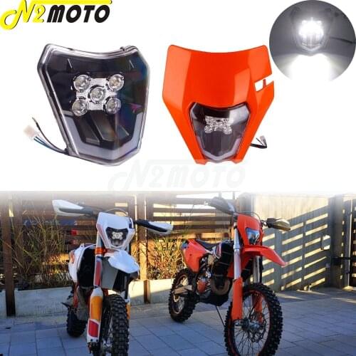 Motocross Dirt Bike LED Headlight Dual Sport Head Lighting Mask For EXC XC-W XC-F 250 300 350 450 500 690 SMC Enduro R EU/US