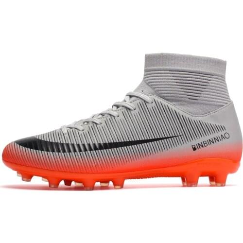 Outdoor Men Boys Soccer Shoes Football Boots High Ankle Kids Cleats Training Sport Sneakers Size 35-45 Futsal Shoe Dropshipping