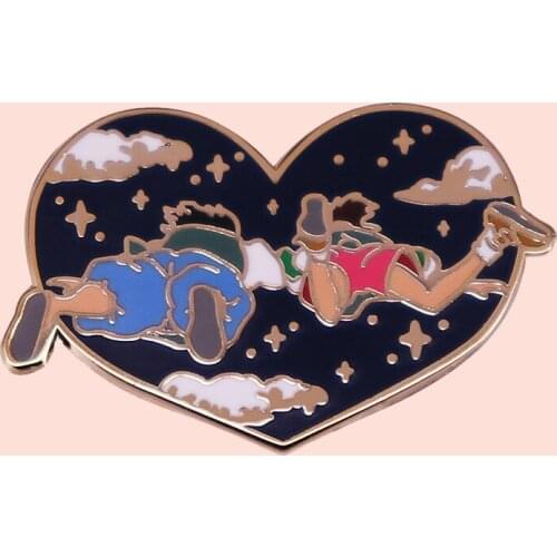 ZF3181 Anime Boy And Girl Jewelry Enamel Pins And Brooches Cartoon Creative Metal Denim Hat Badge For Friends Kids