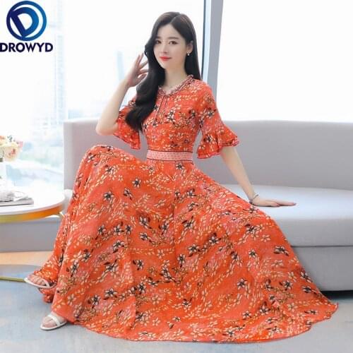Women 2021 New Floral Print Beach Style Dresses Long Sleeve Casual Party Vintage Dress Plus Size Female Clothing Party Vestidos