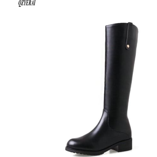 2020 New Autumn/winter Womens boots The knee boots Genuine leather warm Biker boots European brands shoes