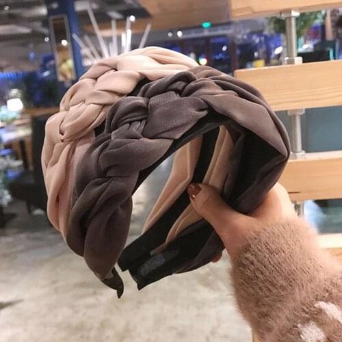 1pc Braid Hairband Women Cotton Fabric Knotted Headband Vintage Twist Turban Hair Accessories Wide Hair Band Headwear New Hot