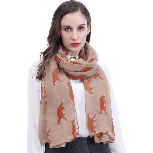 10pcs/lot Fashion Fox Animal Print Scarf Shawl Wrap Voile Scarves