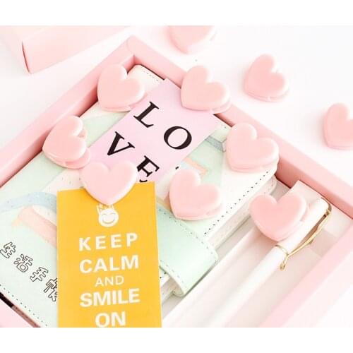 10 pcs Pink love decoration clips Cute Heart paper clip for Memo Photo Wedding Stationery girl gift Office school supplies