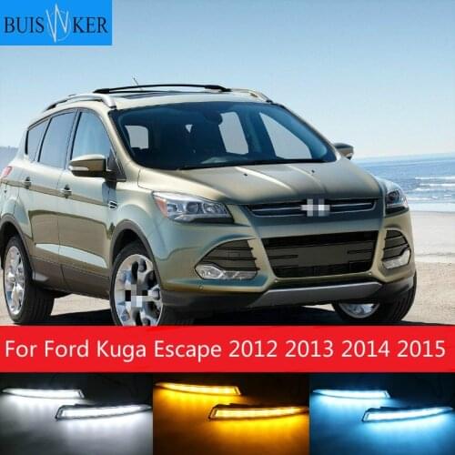 2Pcs Waterproof Car Led Daytime Running Light Drl Daylight Led Car For Ford Kuga Escape 2012 2013 2014 2015 With Fog Lamp