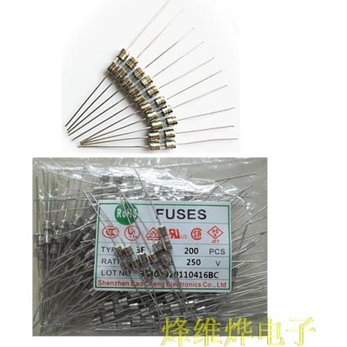 3.6 * 10 Fuse F2A 250V Bicapped environmental fast break Leaded Fuse 400PCS / bag
