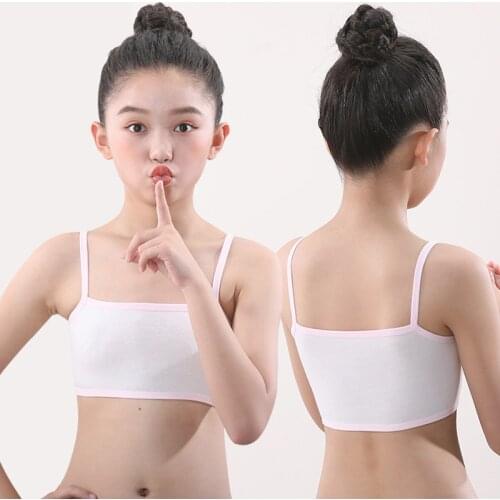 3Pcs Developmental Girls 7-15 Years Old Anti-bump Breathable Underwear Elementary School Girls Thin Sling Girls Training Bra