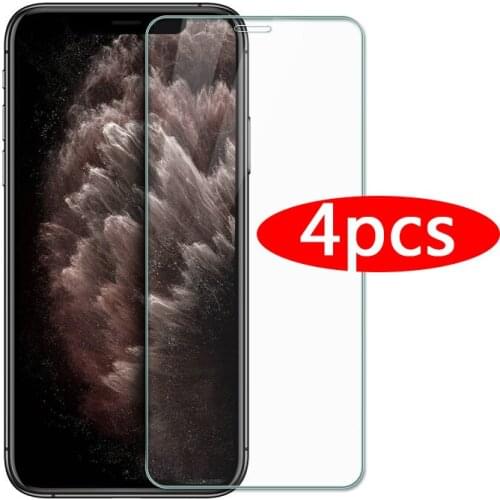 4Pcs Protective Glass On iPhone XS XR 11 12 Pro Max 7 8 6s Plus 6 Screen Protector For iPhone 12 Mini 11 Pro Max Tempered Glass