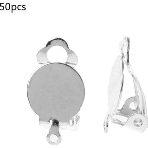 50Pcs Flat Round Tray Clip-on Earring Converter DIY Earring Pierced into Clip on