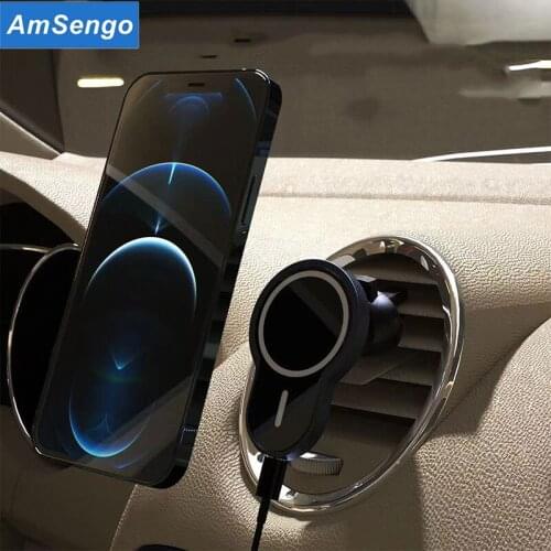 Amsengo Qi 15W Magnetic Wireless Car Charger For iPhone 12 Pro Max Mini Fast Wireless Charging Chargers for Car Phone Holder New