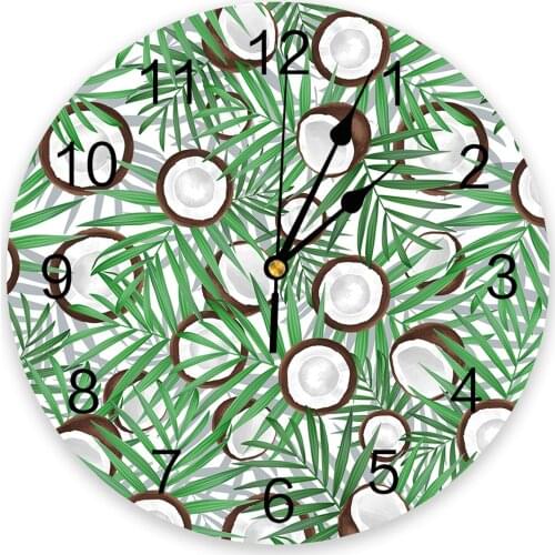 Coconut Texture Leaves Wall Clock For Modern Home Decoration Teen Room Living Room Needle Hanging Watch Table Clock