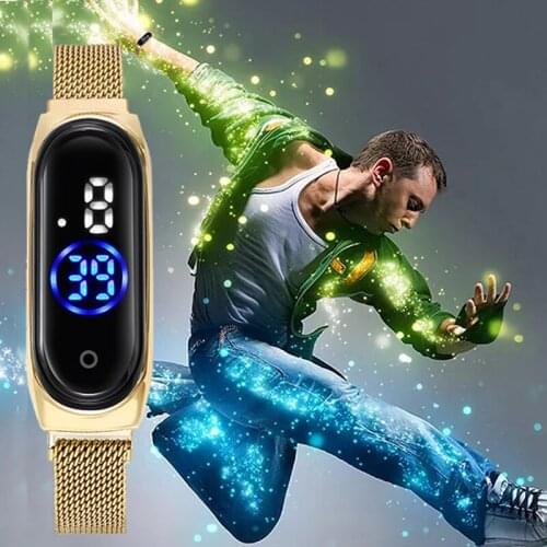 Luxury Digital Watches for Women Men Gold Stainless Steel Wristwatch Magnet Belt LED Quartz Watch Female Clock Relogio Feminino