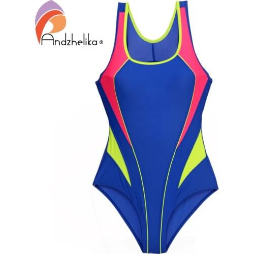 Andzhelika Children One Piece Swimsuit 2021 Sport Swimsuit Girls Swimwear Patchwork Bodysuit Kid Bathing Suit Child Monokini